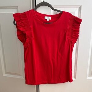 Evereve Vibrant Red Ruffle Sleeve Tee